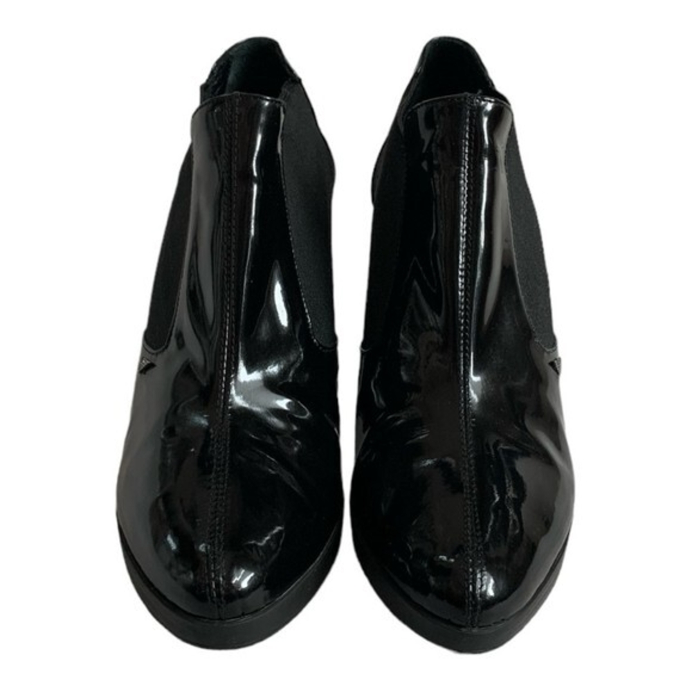 EMPORIO ARMANI Black Patent Leather Chelsea Ankle Boots Size 8-8.5 - Picture 7 of 13